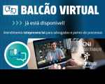 Imagem com fundo azul foto de atendimento virtual e ícone do Balcão Virtual.