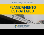 Imagem com fachada e marca do Tribunal com os dizeres Planajamento Estratégico