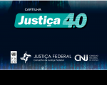 Imagem com a marca Justiça 4.0 escrito cartilha