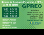 Imagem referente ao Curso GPREC , que será promovido pela EJUD16, em agosto 