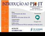 Imagem com fundo cinza e branco, faixa laranja vertical à esquerda, contendo informações sobre o curso realizado pela "Introdução ao PJe-JT"