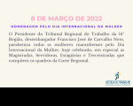 Imagem com fundo claro com texto em homenagem pelo Dia Internacional da Mulher