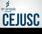 Imagem com fundo cinza claro, e a logomarca do TRT 16ª Região, onde se lê CEJUSC