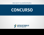 Imagem com fundo branco, com faixa azul marinho onde está escrito: CONCUrSO, na cor branca, e abaixo a logomarca da Justiça do Trabalho