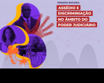 Arte da Pesquisa em tons de lilás, amarelo e laranja, com fotos em preto e branco de um rapaz e uma moça negros, e de um cadeirante, à esquerda, e o nome da pesquisa, à direita, com letras brancas sobre tarjas vermelhas.