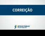 Imagem com fundo branco, com faixa azul marinho onde está escrita a palavra CORREIÇÃO, na cor branca, e abaixo a logomarca da Justiça do Trabalho