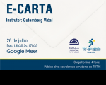Verso de envelope branco com texto e barra na cor azul marinho. Logomarca do TRT16 e da EJud16. 