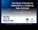 Imagem em fundo cinza claro e escura, com simulação de teto iluminado por pequenas lâmpadas eletrônicas; bordas laterais e na parte inferior na cor azul marinho, com textos nas cores branca e preta; e logomarcas da Escola Judicial e do TRT-16