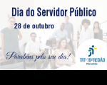 Imagem com fundo branco alusiva ao Dia do Servidor Público onde se vê homens e mulheres sentados e em pé. No canto inferior direito vê-se a logomarca do TRT 16ª Região.