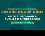 Imagem com fundo verde e informações sobre o seminário contra discriminação racial 