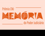 Imagem de fundo na cor salmão com o logotipo do prêmio na cor laranja.