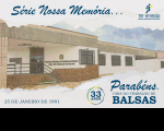 Arte com imagem de fundo da fachada da Vara do Trabalho de Balsas, com aplicação de filtro de aquarela. No topo, veem-se, à esquerda, o texto SÉRIE NOSSA MEMÓRIA... em azul escuro e, à direita, a logomarca do TRT-16. Na base, veem-se, à esquerda, o texto 25 DE JANEIRO DE 1991 e, à direita, selo de 33 anos e o texto PARABÉNS, VARA DO TRABALHO DE BALSAS, ambos os textos em azul escuro.