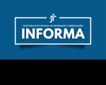 Arte com fundo azul e ao centro a mensagem: "Secretaria de Tecnologia da Informação e Comunicações INFORMA" escrito com letras brancas. Na parte superior, encontra-se a logo da Justiça do Trabalho.
