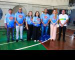 Foto mostra a juíza Liliana Boueres e outras autoridades em pé, durante mobilização social da Campanha Nacional de Combate ao Trabalho Infantil
