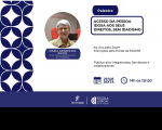 Arte com fundo branco e detalhes na cor azul na lateral esquerda e na parte de baixo. Ao centro, um circulo com o detalhe de um rosto de uma mulher com cabelos grisalhos. Na parte direita, a informação: Palestra: Acesso da pessoa idosa aos seus direitos, sem idadismo. Ao vivo pelo zoom. Sexta-feira (29/8). Na parte inferior, as logomarcas do TRT-16 e da Escola Judicial