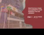 Imagem da fachada do prédio-sede do TRT-16, tendo ao lado elemento gráfico represetando uma cabeça humana de perfil, em tons de marrom. Ao lado direito a informação: Protocolo para Julgamento com perspectiva de Gênero. E as Logomarcas do CNJ e TRT-16ª Região.