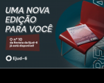 Arte mostra a imagem de uma revista sobre uma cadeira vermelha. Ao lado a informação: Uma nova edição para você.