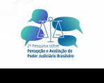 Arte feita com fundo branco e ao centro imagens de balões de diálogos e a informação: 2ª Pesquisa sobre Percepção e Avaliação do Poder Judiciário Brasileiro