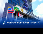 Arte feita com imagem da fachada do prédio sede do TRt-16. E a informação: NORMAS SOBRE VESTIMENTA