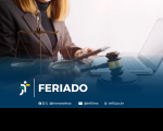 Arte feita com uma imagem de uma pessoa. Na parte inferior o nome: FERIADO e a logomarca da Justiça do Trabalho